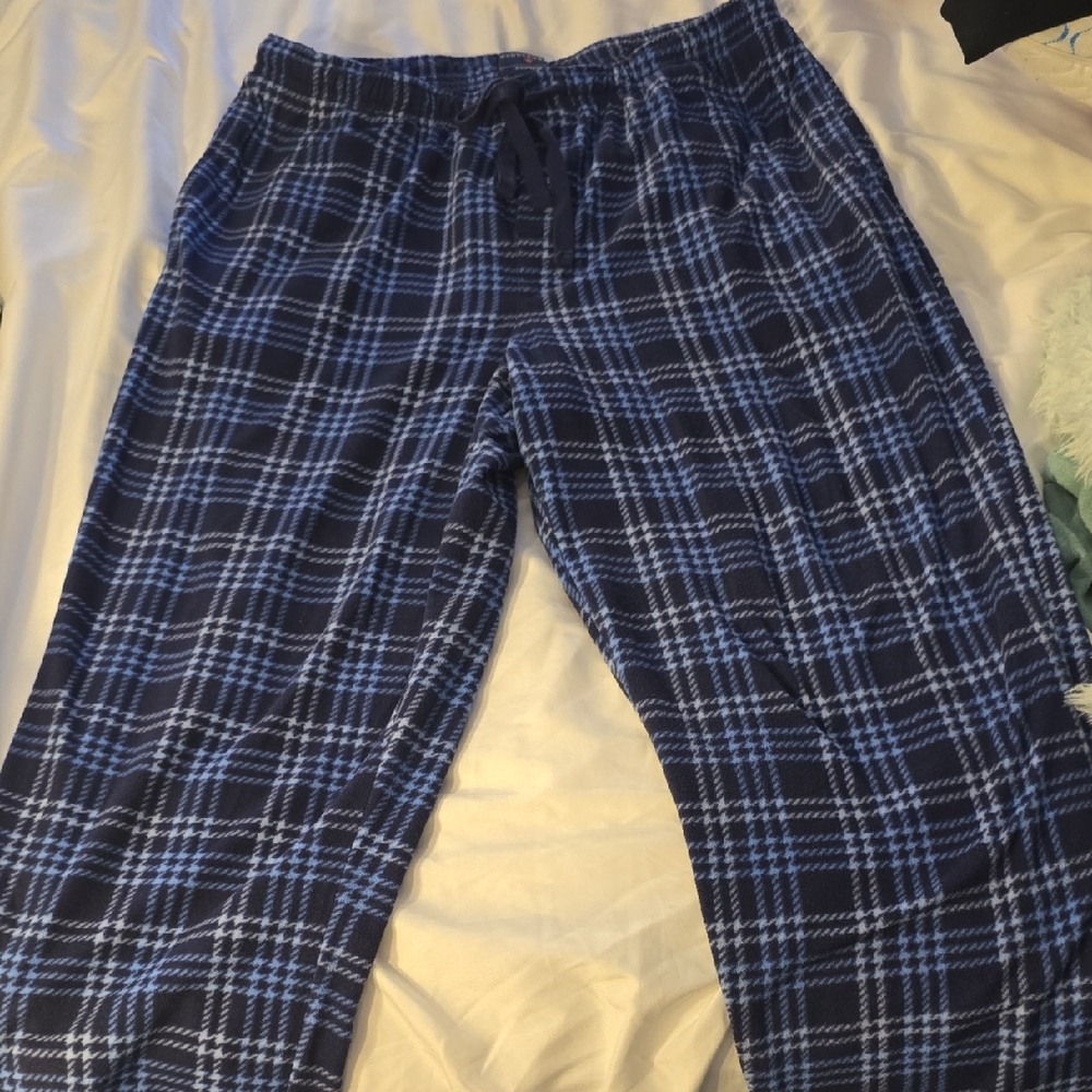 Saddlebred Navy and Light Blue Plaid Joggers With Drawstring And Pockets